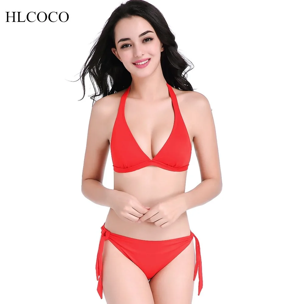 2018 абсолютно новый женский сплошной цвет сексуальный бикини с открытой спиной