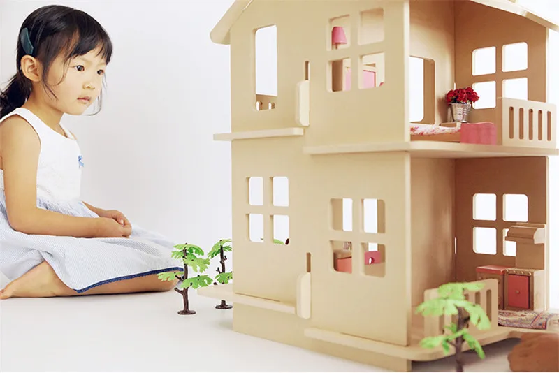 Кукольный дом миниатюрная мебель 3D Деревянный кукольный домик DIY игрушки большой замок для детей подарки на день рождения ручной работы