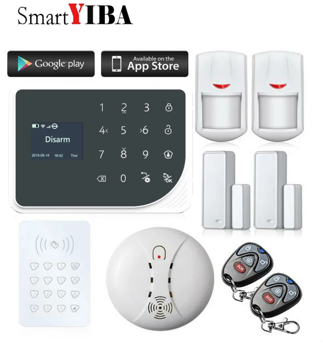 S5-019 SmartYIBA Wi-Fi GSM сигнализация GPRS охранная домашняя сигнализация наборы детектор дыма Pet PIR датчик открытия/закрытия двери газ утечка сигнализация для опции - Цвет: S5-019