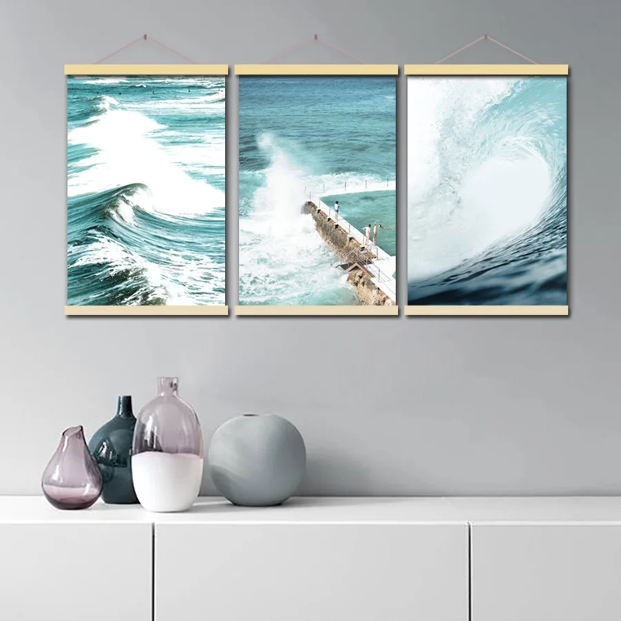 Скандинавское украшение домашний ландшафт с морскими волнами постеры и принты