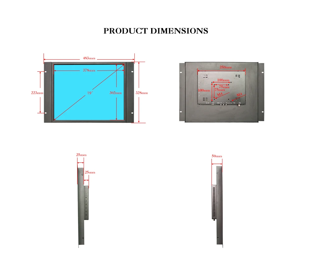 ZK190TC-V591/19 дюймов 1280x1024 4:3 HDMI USB PC металлический корпус Встроенный Открытый каркас настенный сенсорный монитор ЖК-экран