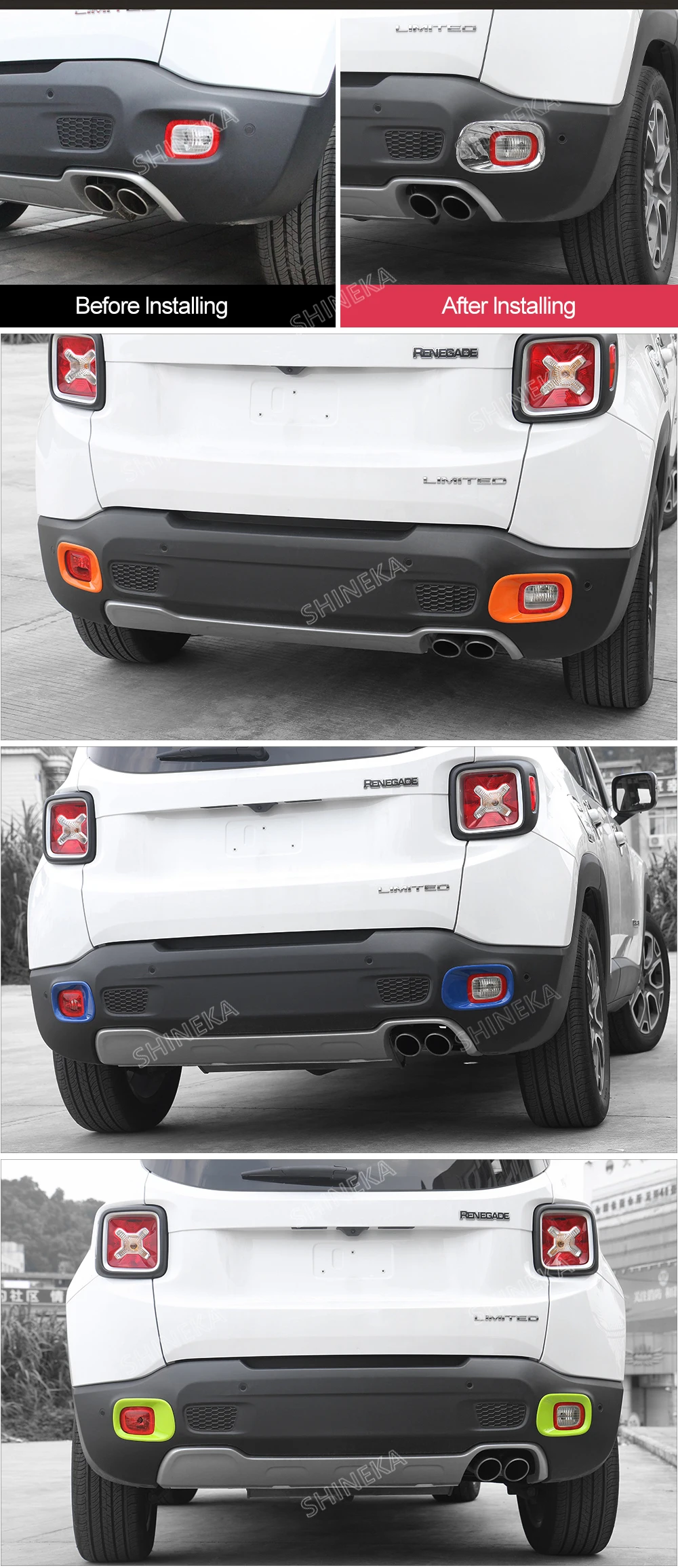 SHINEKA интерьер Молдинги для Jeep Renegade- лампа заднего противотуманного фонаря Накладка для Jeep Renegade аксессуары