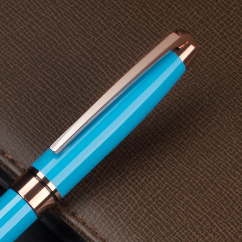Ручка шариковая черная металлическая с зажимом под розовое золото|color ballpoint