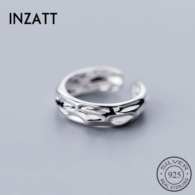 INZATT, настоящее 925 пробы, серебро, минималистичное кольцо неправильной формы для модных женщин, вечерние ювелирные изделия, геометрические аксессуары, подарок