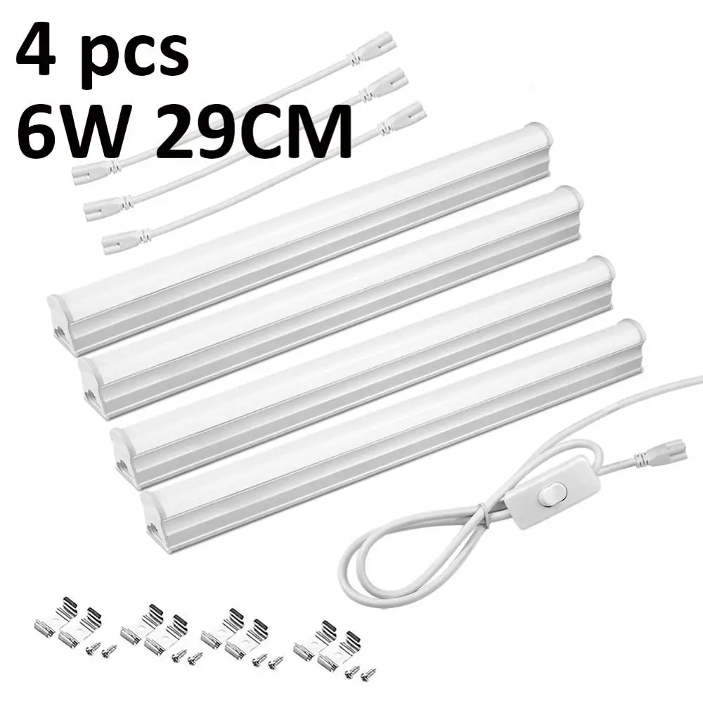 4 PCS 6W 1 комплект, светодиодный ламповый светильник, 220 В, T5, ламповая лампа, светодиодная лампа, leuchtstofflampe для стены, кухни, потолка - Испускаемый цвет: 4 PCS 6W