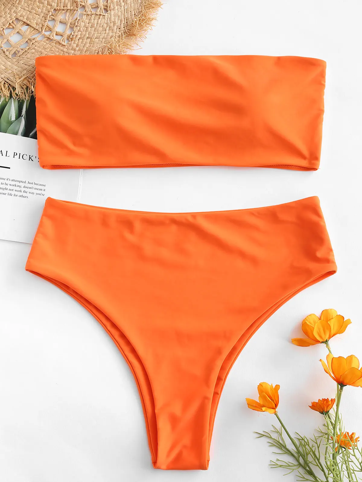 Женский комплект бикини с принтом листьев ZAFUL повседневный купальный костюм в