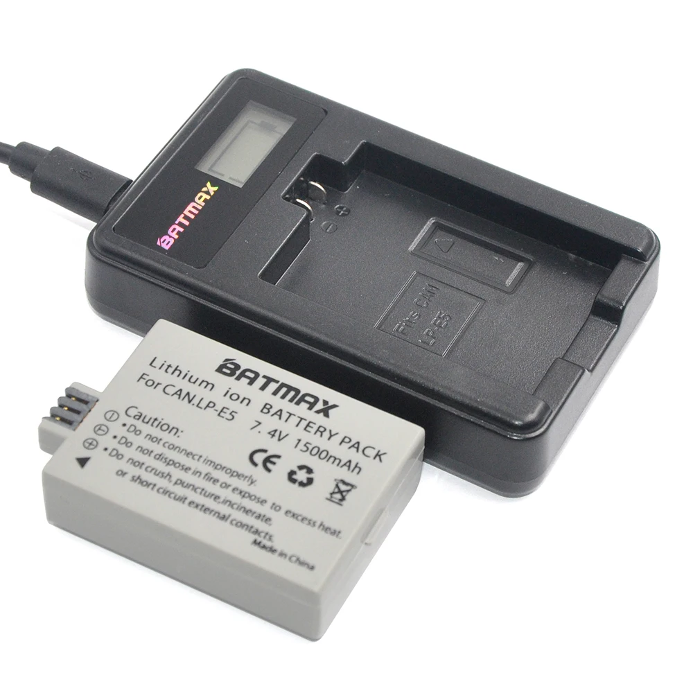 2 шт. LP-E5 LPE5 LP E5 камера батарея и ЖК-зарядное устройство для Canon EOS Rebel XS T1i XSi 1000D 500D 450D