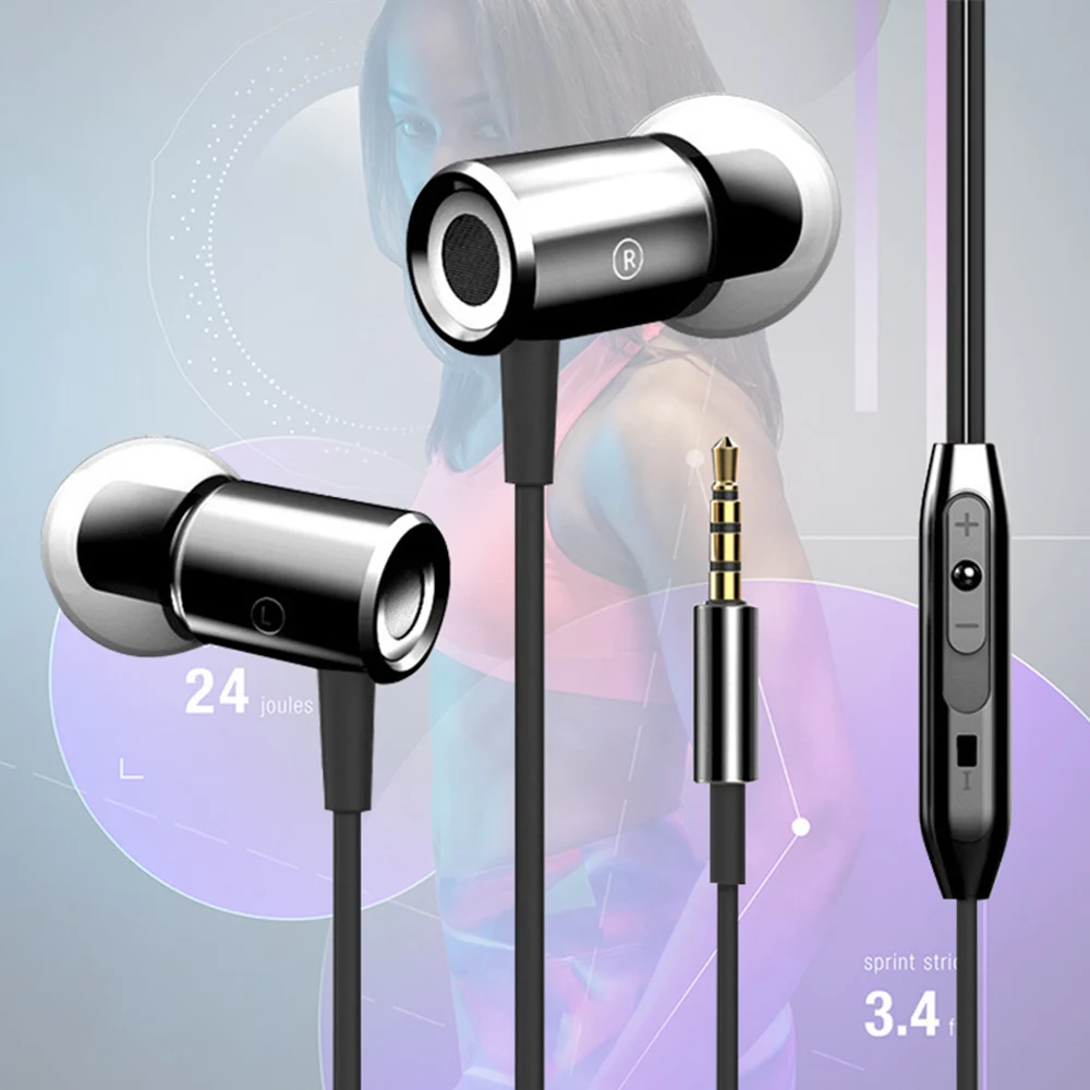 

Metal In-ear Fashion Earphone Earbuds Stereo Sport Noise Isolating Headset with Mic for iphone Mobile phone Universal