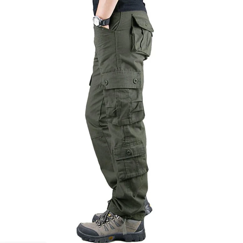 8 карманов брюки мужские повседневные хлопковые прямые брюки Pantalon мужские s Осень Зима Верхняя одежда джоггеры военные карго тактические брюки