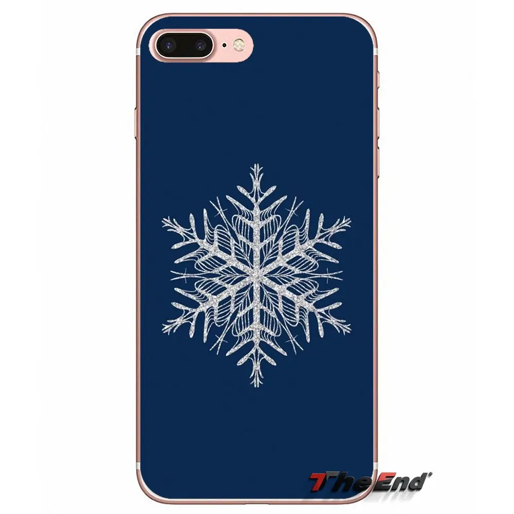 Прекрасный Снежинка для iPhone X 4 4S 5 5S 5C SE 6 6S 7 8 Plus Samsung Galaxy J1 J3 J5 J7 A3 A5 2016 2017 Мягкий