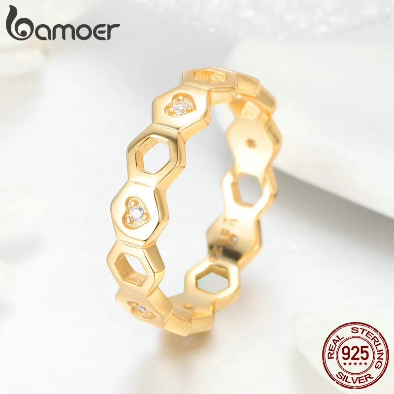 BAMOER 925 пробы серебряные романтические красные Оранжевые Кольца в форме сердца с кубическим цирконием для женщин Свадебные ювелирные изделия SCR449