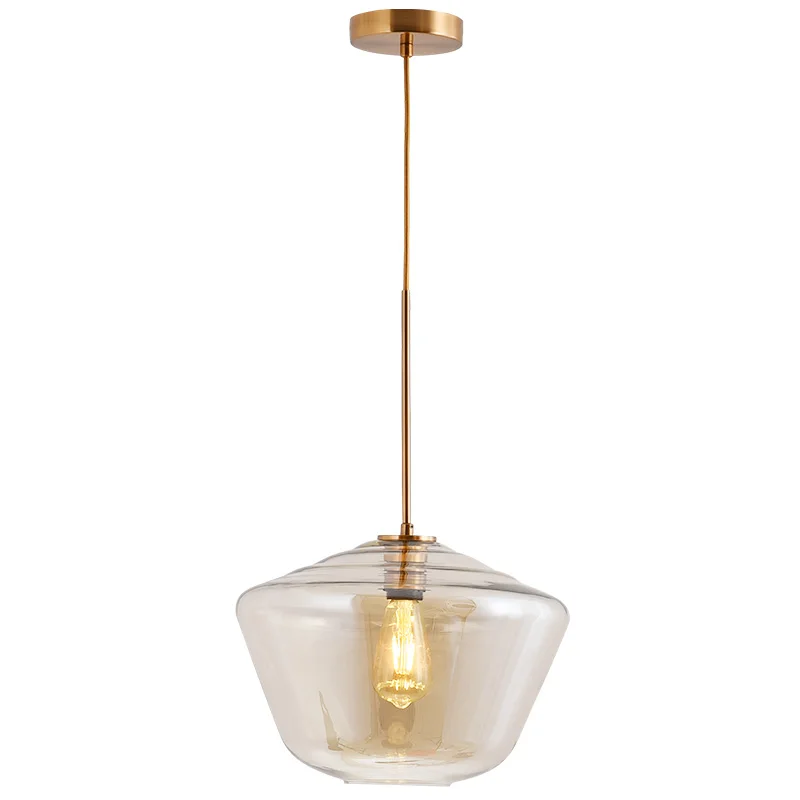 Современные подвесные светильники Янтарный стеклянный абажур подвесной