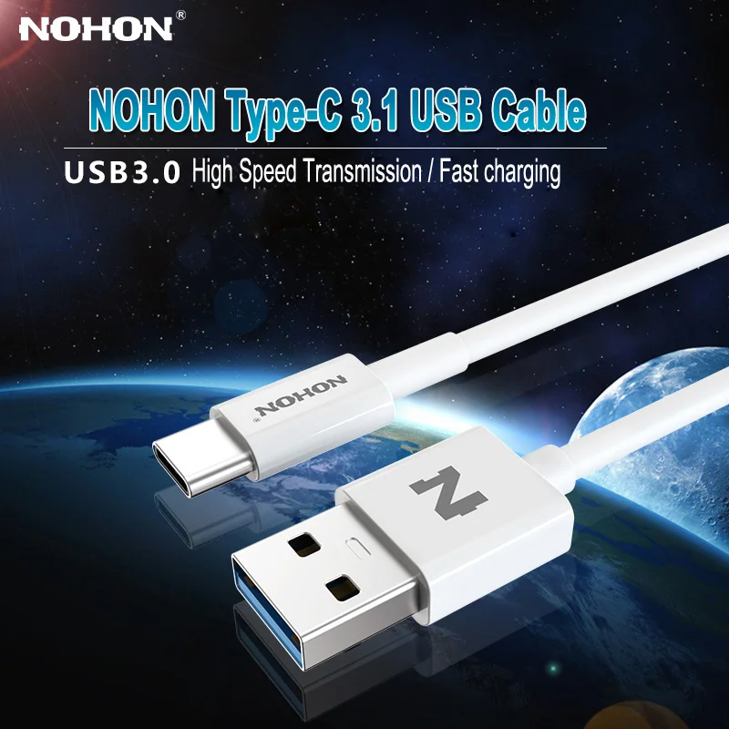 Оригинальный NOHON type C USB 3 0 кабель 3A для MacBook Xiaomi Nokia Oneplus Letv Zuk1 Android телефоны Быстрая