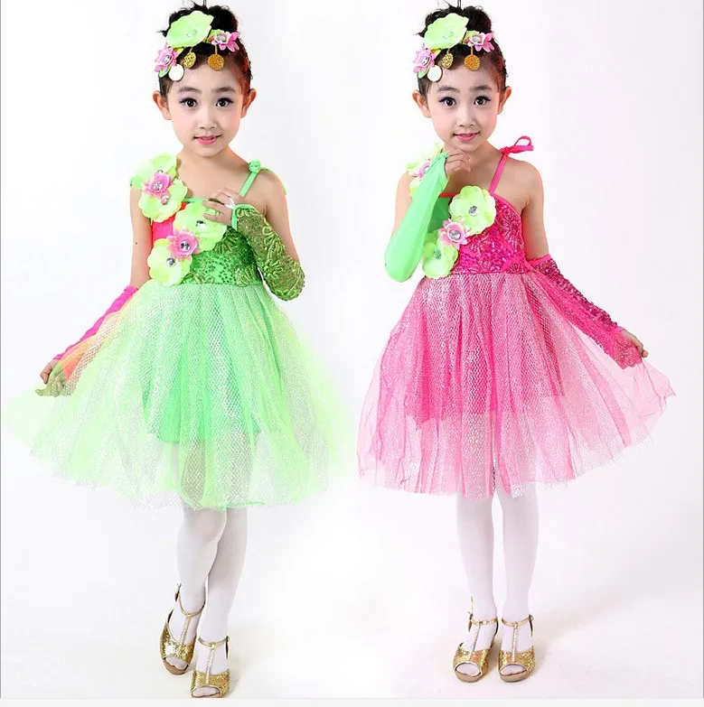 Бесплатная доставка новый стиль зеленый розовый детское бальное платье для