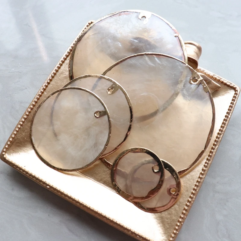 Ракушки зеркальные круглые золотистые 100% натуральные 25/40/60 мм 12 шт.|Бусины| |