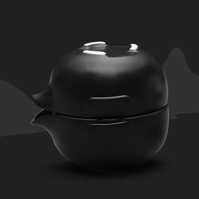 Черный TANGPIN керамический чайник gaiwan с 2 чашками чайные наборы портативный дорожный чайный набор Посуда для напитков - Цвет: Черный
