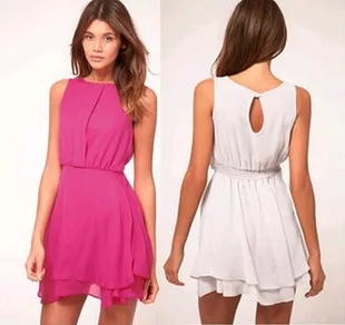 2014 Spring summer woman dress chiffon red white dresses european american style mini hot sale wholesale | Женская одежда