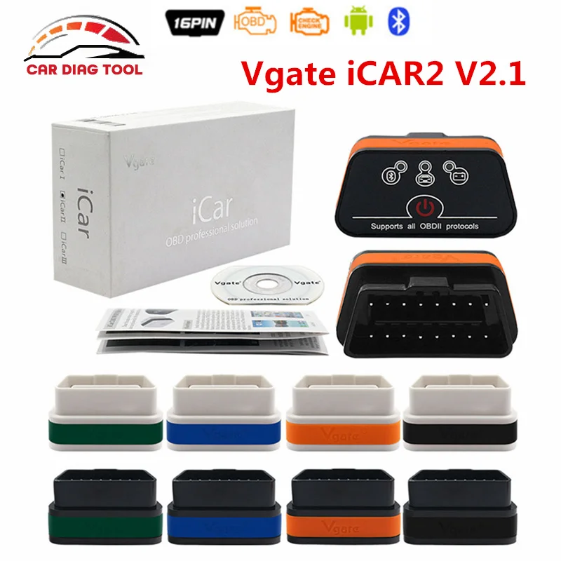 2018 Vgate iCar2 Bluetooth ELM327 V2.1 код читателя с 6 цветов для Android ELM 327 OBD2 сканер инструмент