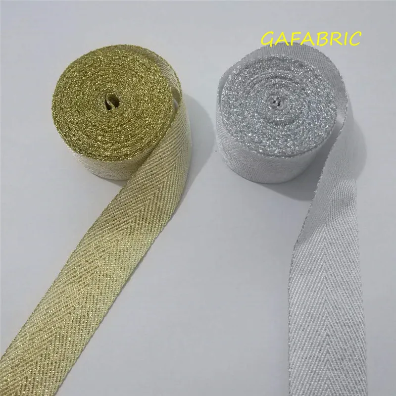 

1yard Polyester ribbons 1cm to 5cm wide Soft gold and Silver webbing Double face Ribbon Fabric Sell it by yard