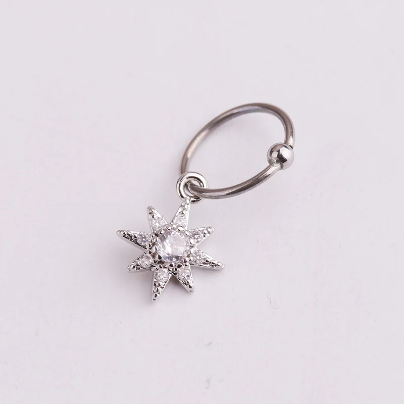 Sellsets Новинка 1 шт Золотое сердце шестиугольник Кристалл tragus daith серьги спиральный для хряща обруч перегородка ноздри пирсинг ювелирные изделия