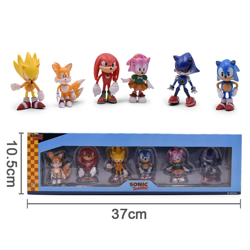 Sonic зубная щётка плюшевая кукла аниме фигурка игрушки коробки упакованы 6 шт./компл. 2st поколения бум Редкие PVC Моделя с хорошим спросом игрушка для детей герои подарок - Цвет: With Box
