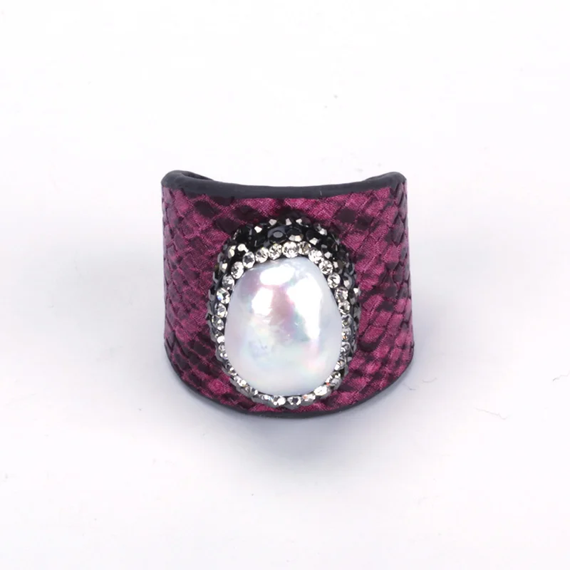 KEJIALAI перламутровые Кольца для женщин, новинка, регулируемый размер, унисекс, Открытое кольцо, богемное ювелирное изделие, подарок, темперамент, кожаные кольца 235 - Цвет основного камня: 5