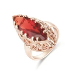 Модные украшения, женские кольца цвета розового золота 585 пробы, большие красные украшения для вечеринок с сине-зеленым камнем