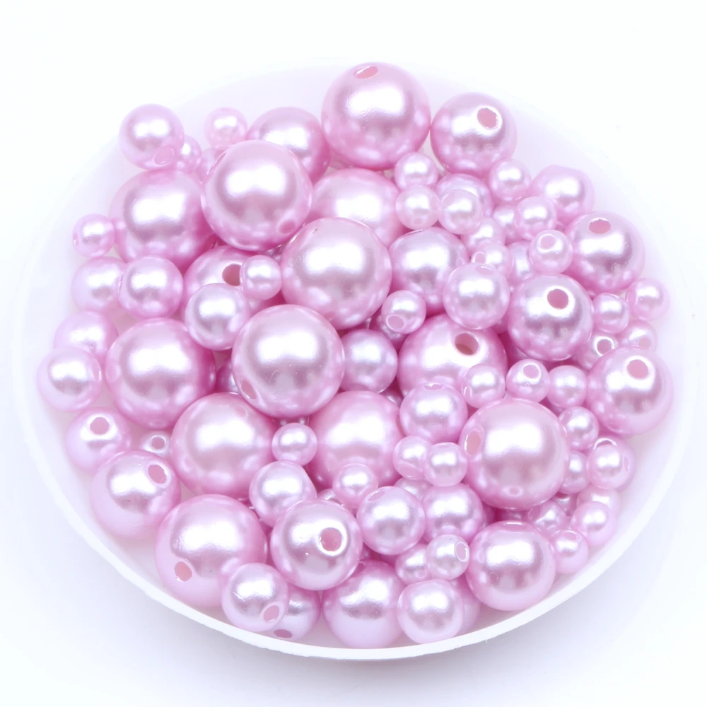 LIGHT PURPLE 4, 6, 8, 10 мм и разные размеры, разноцветные Круглые бусины с имитацией жемчуга, свободные бусины DIY, ожерелье, браслет, серьги, аксессуары - Цвет: LIGHT PURPLE