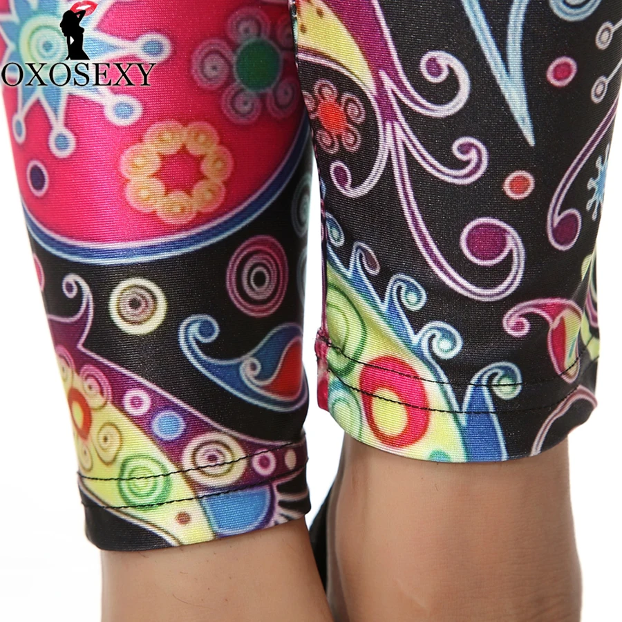 

Hot New high waist Legging 3d Digital Geometric Elastic Slim Legins Retro Cartoon Flower Print Leggins Women Leggings Pants 167