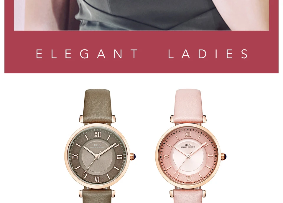 IBSO черные модные женские кожаные Наручные часы Montre Femme Топ бренд класса люкс розовое золото кварцевые часы женские часы#6602
