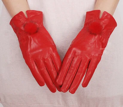 2020 100% натуральные кожаные перчатки женские из овчины теплые модные варежки меха