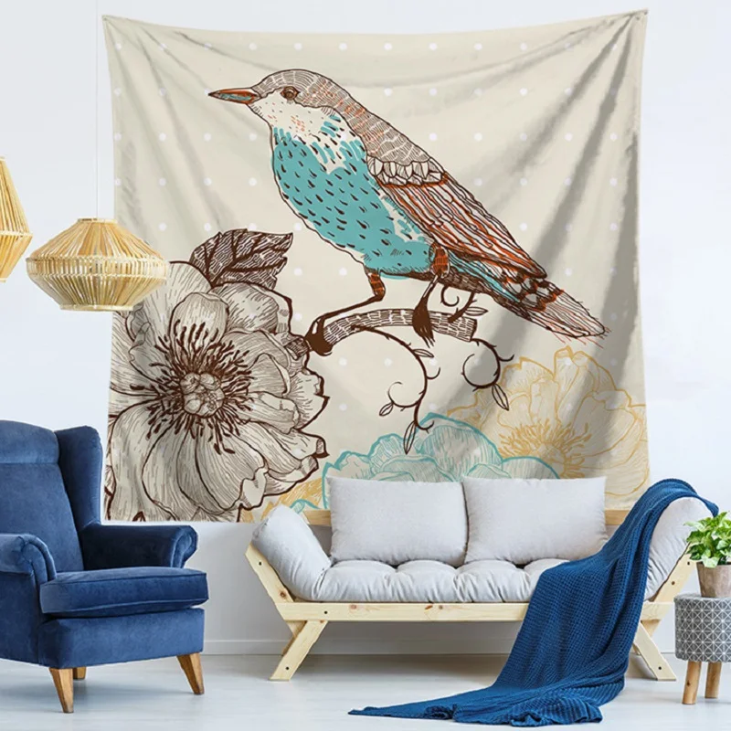 Гобелен цветы птицы стены висит гобелены Home Decor тентуре Murale Мандала йога коврик