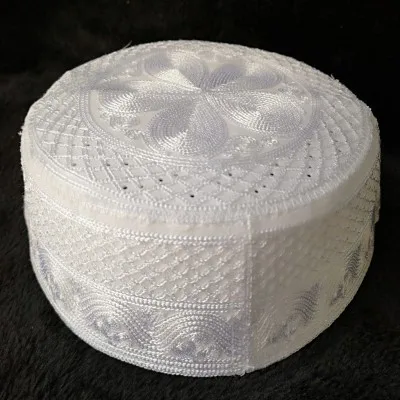 Белые шапки Musulman Beanie kippah Арабские исламские чашки для мужчин головной платок исламский человек капот Индия молитва мусульманский ткачество Халяль шляпа - Цвет: 56cm Muslim cap