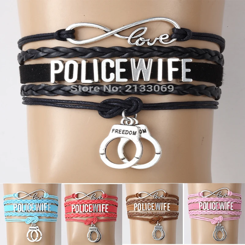 10 шт./лот браслет Бесконечность любовь полиция жена Шарм наручники плетеные