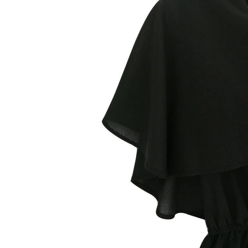 2019 летние модные платья с круглым вырезом женское однотонное шифоновое черное