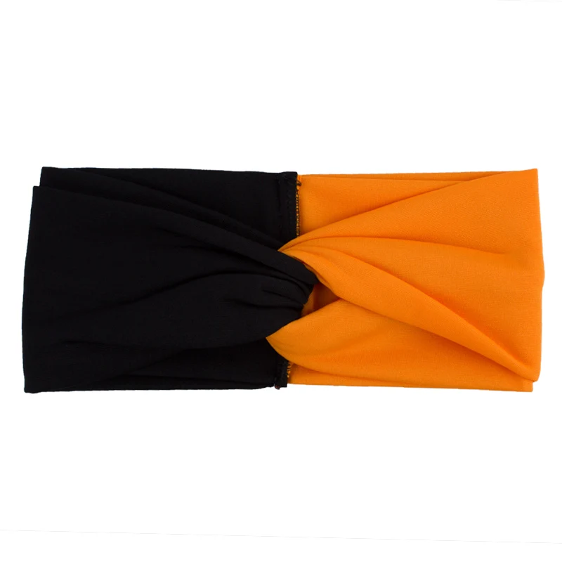 Black Yellow Geebro женские эластичные Лоскутные тюрбаны повязки на голову скрученные Стрейчевые заколки модная повязка на голову для йоги спа повязка на голову для девочек - Цвет: Black Yellow