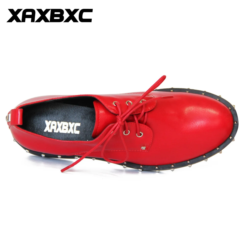 Женские Кожаные Туфли оксфорды XAXBXC на низком каблуке и платформе с закругленным