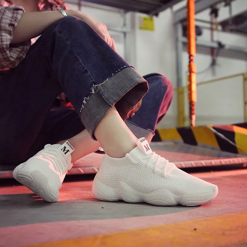 Женская Повседневная обувь 2019 весна лето Модные Белые сникерсы женская на плоской платформе шнуровка