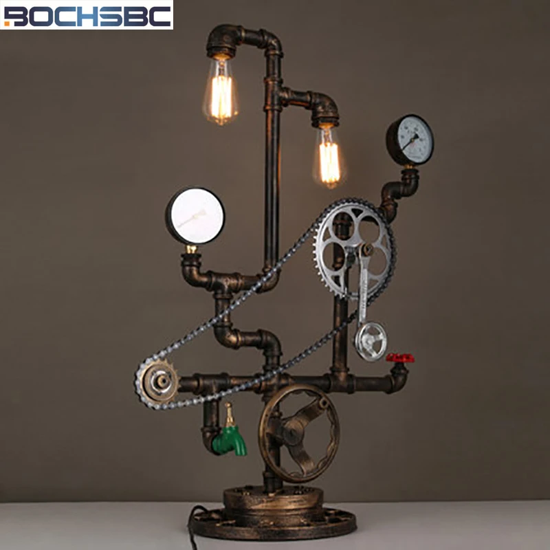 구매 BOCHSBC-물 파이프 책상 램프, 침실, 서재용, 바, 철 로프트 테이블 조명, Axl 체인 장식 램프 포함 구매 BOCHSBC-물 파이프 책상 램프, 침실, 서재용, 바, 철 로프트 테이블 조명, Axl 체인 장식 램프 포함