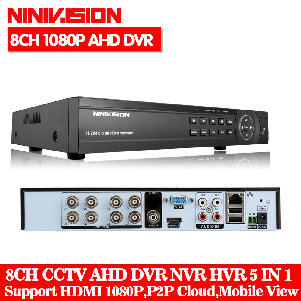 Мини видеорегистратор 8 каналов 1080P ONVIF NVR AHD HDMI H.264 P2P|network video recorder|dvr recordermini nvr |