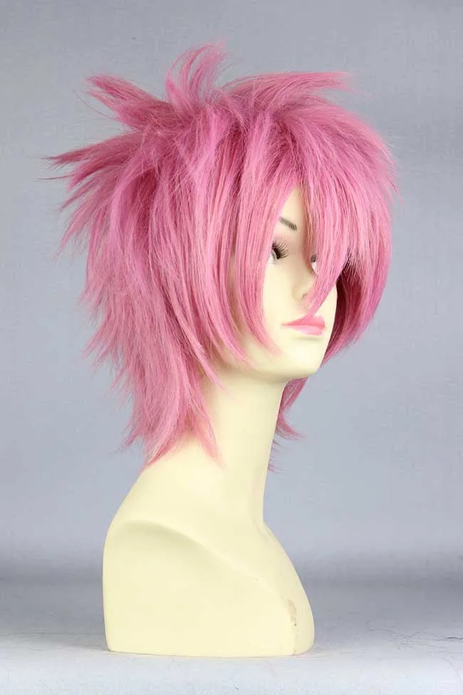 Женский/мужской короткий парик MCOSER розовый синтетический волос длиной 32 см + FW