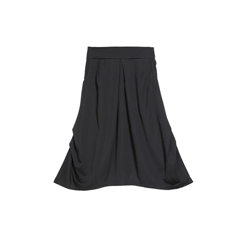 Асимметричная черная винтажная Женская свободная повседневная драпированная