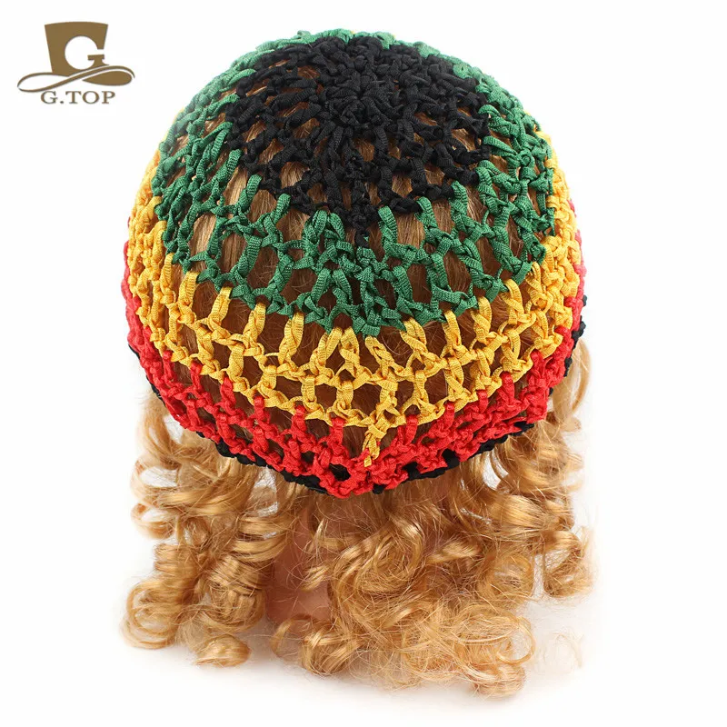 Новая модная детская сетка для волос Rasta Kufi вязаная крючком сетчатая шапка