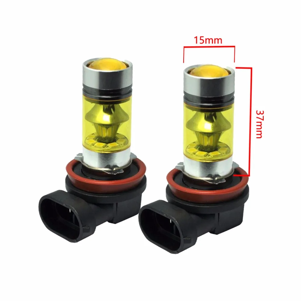 2pcs Car LED fog lamp H8 H11 100W 20LED Golden White light high For Audi A4 A3 Q5 Q7 BMW E46 E39 E90 E36 E34 | Автомобили и
