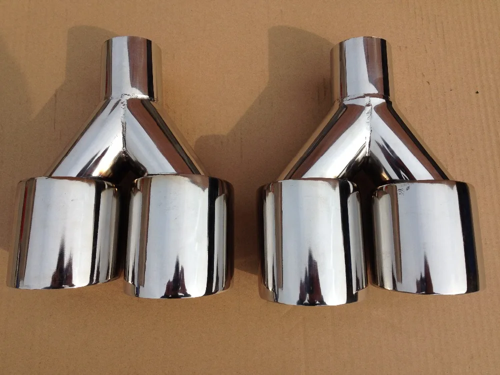 Яркий 101 мм двойной inlet63mm-outlet101mm 304 из нержавеющей стали выхлопной трубы муфельные