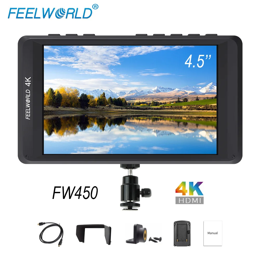 Feelworld FW450 дюймов 4 5 DSLR камера поле мониторы ips Малый HD 1280x800 К к HDMI вход выход легкий