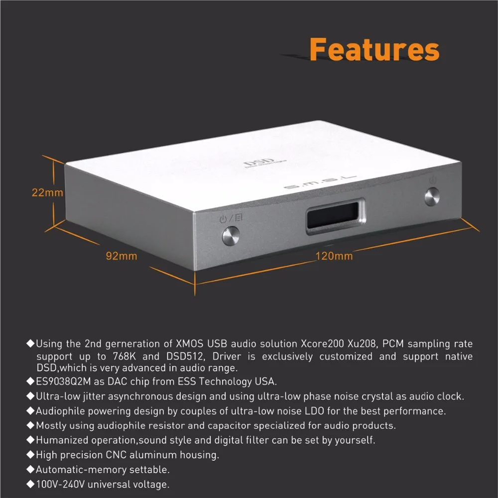 SMSL M8A родной DSD512 HIFI декодер Поддержка доп ЦАП ES9038 PCM768kHz Micro USB усилитель оптический коаксиальный Вход RCA Выход