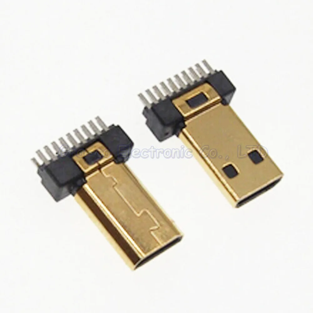 10 шт./лот позолоченный штекер Micro HDMI соединительный провод типа D без печатной