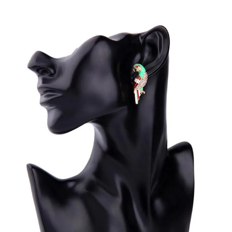 Женские серьги-гвоздики из сплава с подвеской в виде птицы серьги ручной работы