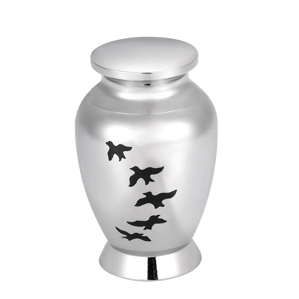 

JJ001 High Polished Stainless Steel Mini Memorial Urn For Human/Pet Ashes - Engraved Dove Keepsake Cremation Jewelry